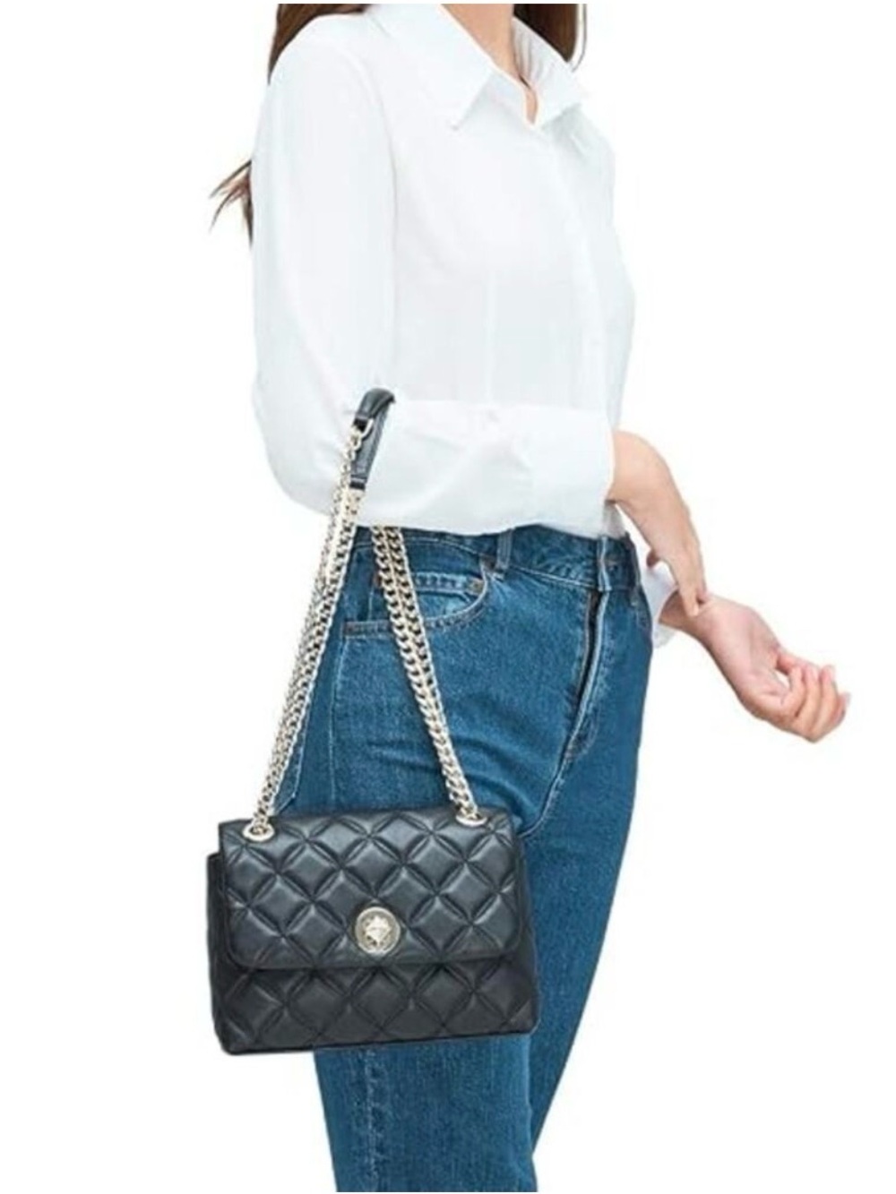Kate Spade Natalia Medium Flap Shoulder Bag- Black Quilted Leather | Chain Strap